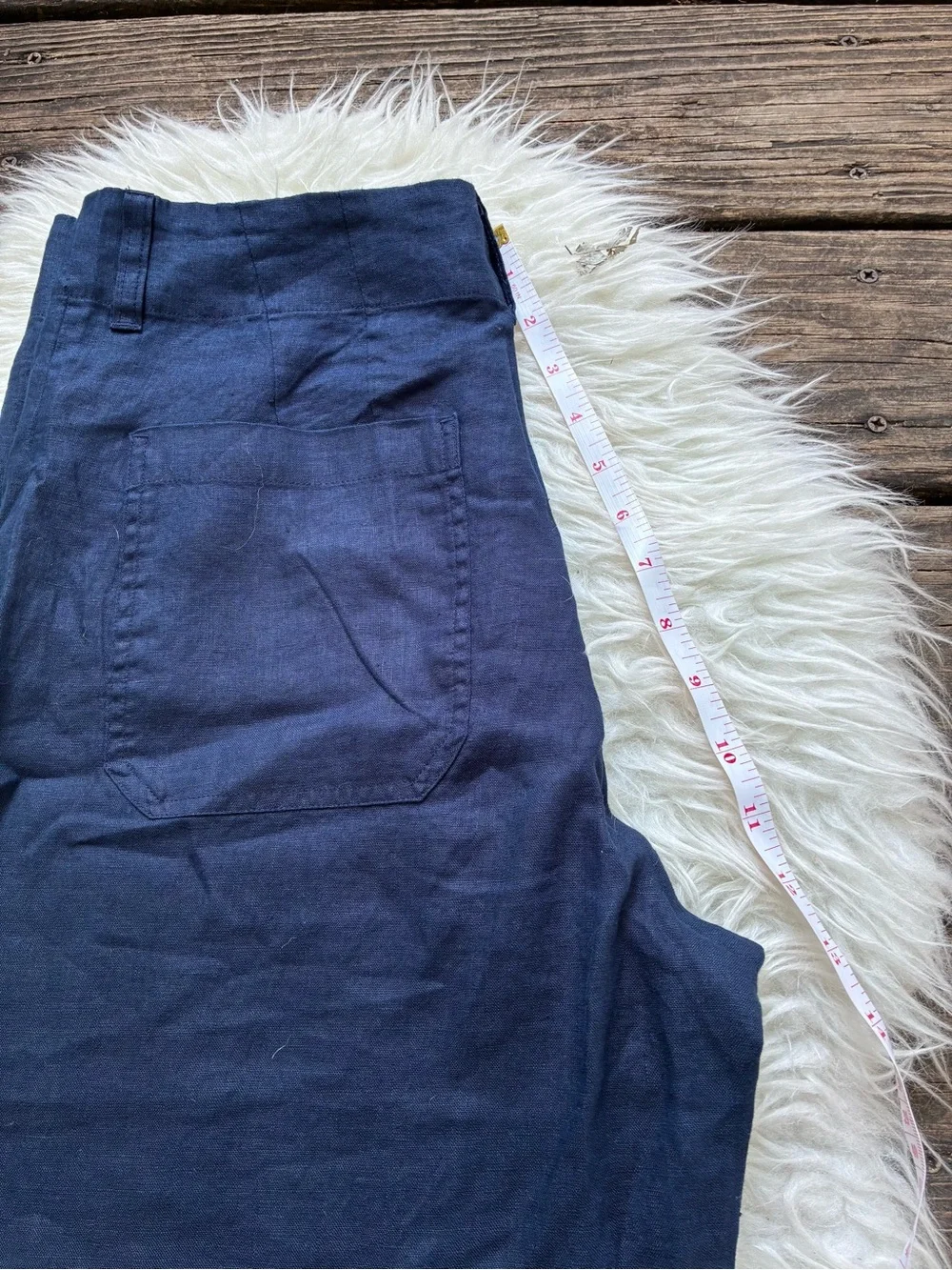NWT Quince 💯 European linen Navy Wide-Leg Linen-Blend Chinos